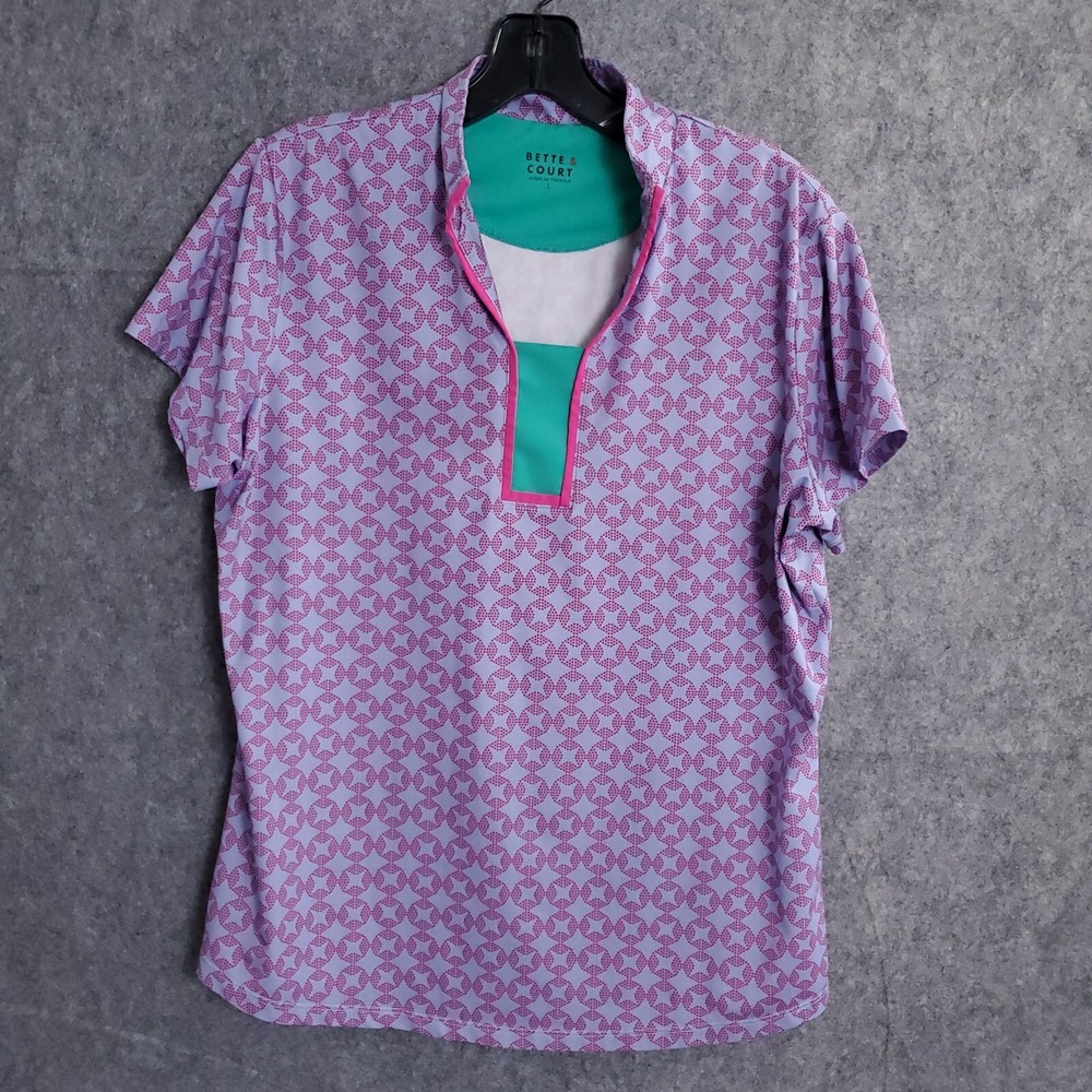 Bette & Court Athletic Top Size Large Purple Geometric‎ Golf Tennis Pickleball L